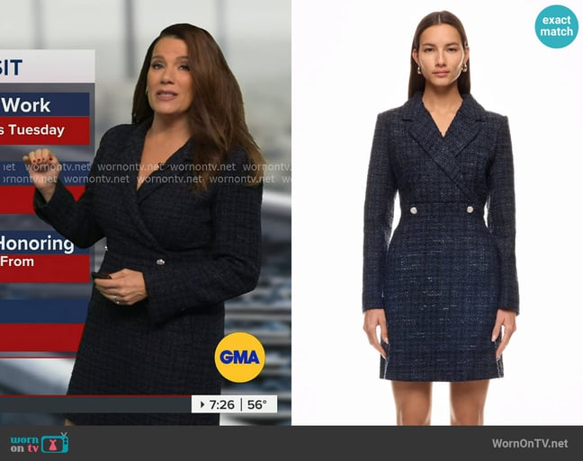 Derek Lam 10 Crosby Tweed Blazer Dress worn by Heather O’Rourke on Good Morning America Derek Lam 10 Crosby Tweed Blazer Dress worn by Heather O’Rourke on Good Morning America