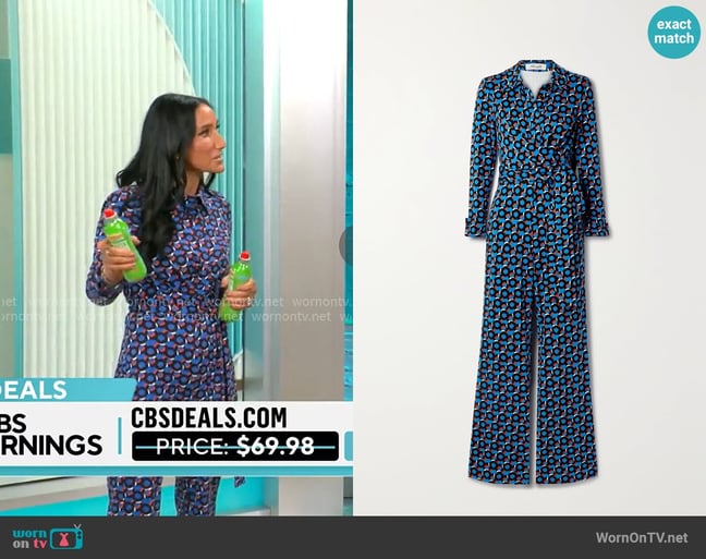 Diane von Furstenberg Michele Jumpsuit worn by Elizabeth Werner on CBS Mornings Diane von Furstenberg Michele Jumpsuit worn by Elizabeth Werner on CBS Mornings