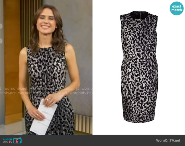 Dolce and Gabbana Monchrome Flock Animal Print Layered Dress worn by Sophie Flay on Good Morning America