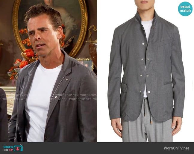 Eleventy Slim Fit Full Zip Snap Jacket worn by Billy Abbott (Jason Thompson) on The Young and the Restless