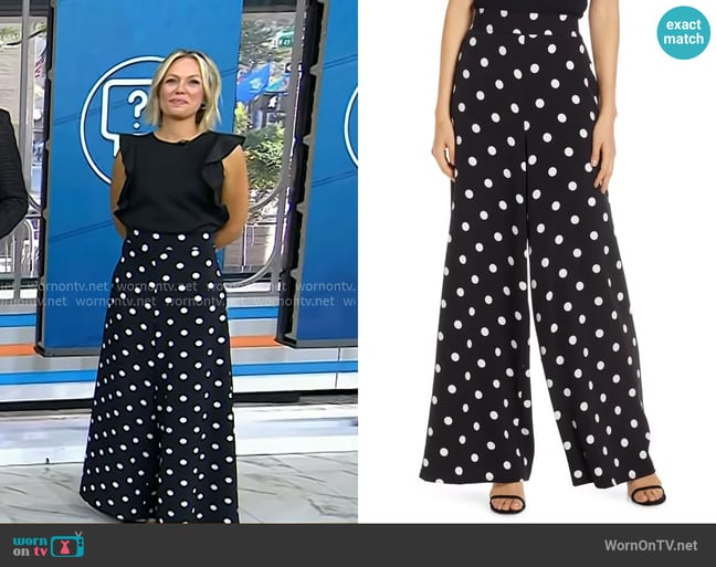 Eliza J Polka Dot Wide Leg Crepe Pants worn by Dylan Dreyer on Today