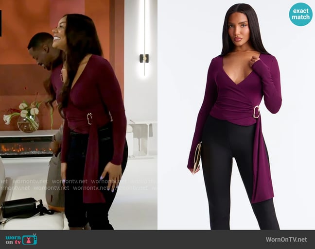Fashion Nova Lydia Long Sleeve Surplice Top worn by Shanice Johnson (Ernestine Johnson) on Beyond the Gates Fashion Nova Lydia Long Sleeve Surplice Top worn by Shanice Johnson (Ernestine Johnson) on Beyond the Gates