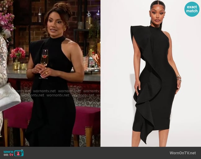 Fashion Nova Raylin Bandage Midi Dress worn by Audra Charles (Zuleyka Silver) on The Young and the Restless Fashion Nova Raylin Bandage Midi Dress worn by Audra Charles (Zuleyka Silver) on The Young and the Restless