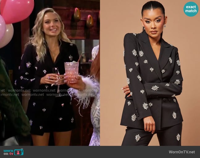 Fashion Nova Verona Embellished Jacket worn by Abby Newman (Melissa Ordway) on The Young and the Restless Fashion Nova Verona Embellished Jacket worn by Abby Newman (Melissa Ordway) on The Young and the Restless