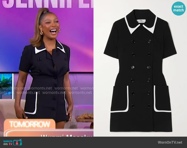 Fendi Double-breasted two-tone crepe mini dress worn by Victoria Monet on The Jennifer Hudson Show Fendi Double-breasted two-tone crepe mini dress worn by Victoria Monet on The Jennifer Hudson Show