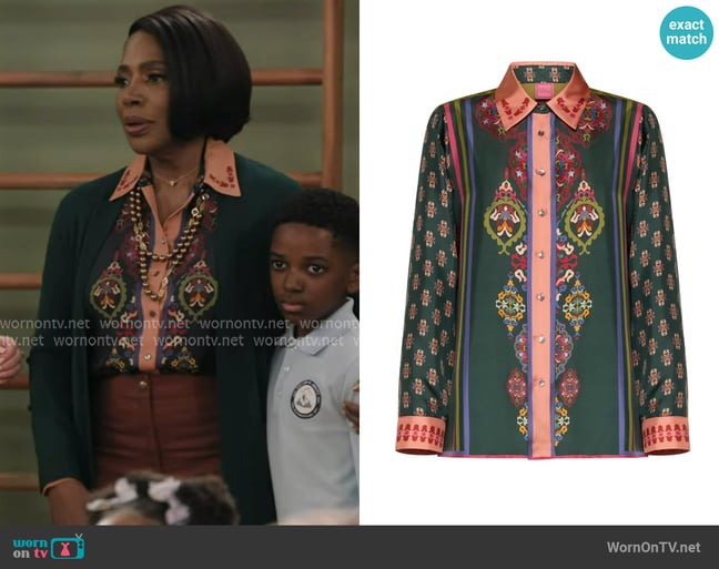 Franco Ferrari Floral Blouse worn by Barbara Howard (Sheryl Lee Ralph) on Abbott Elementary