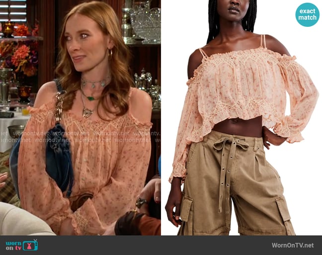 Free People Marlow Top in Pink Combo worn by Coco Spectra (Ashley Campbell) on The Young and the Restless Free People Marlow Top in Pink Combo worn by Coco Spectra (Ashley Campbell) on The Young and the Restless