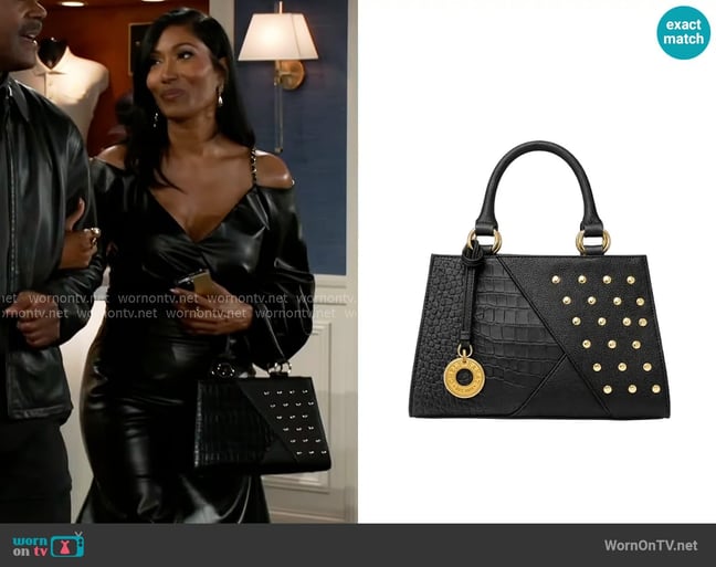 F&W Style ChelseaKat Anita Baby Black Bag worn by Dana 'Leslie' Thomas (Trisha Mann-Grant) on Beyond the Gates F&W Style ChelseaKat Anita Baby Black Bag worn by Dana 'Leslie' Thomas (Trisha Mann-Grant) on Beyond the Gates