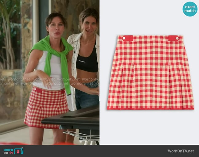 Guest in Residence Gingham Pleated Mini Skirt worn by Carole Radziwill on The Real Housewives of New York City