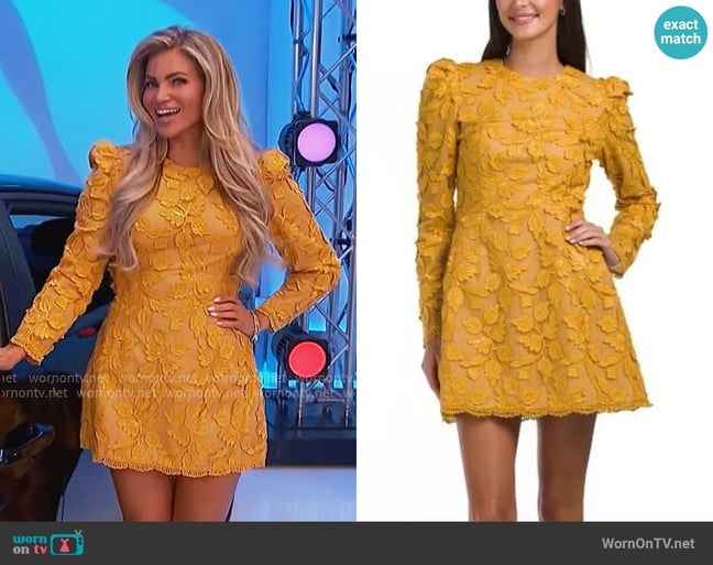 Helsi Christy Dress in Marigold worn by Amber Lancaster on The Price is Right Helsi Christy Dress in Marigold worn by Amber Lancaster on The Price is Right