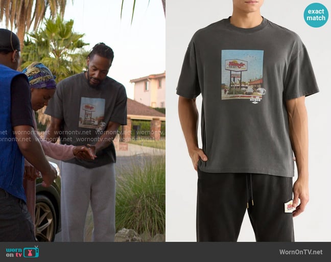 Honor The Gift Dining Cotton Graphic T-Shirt worn by Lewis Stewart (McKinley Freeman) on Reasonable Doubt