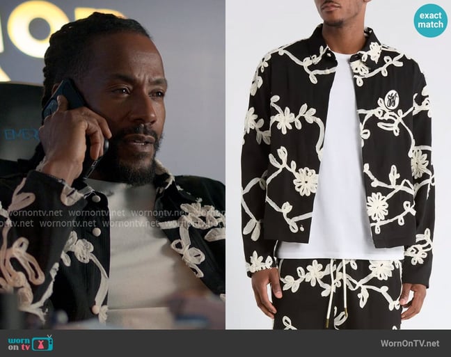 Honor The Gift Floral Ribbon Cotton Blend Jacket worn by Lewis Stewart (McKinley Freeman) on Reasonable Doubt Honor The Gift Floral Ribbon Cotton Blend Jacket worn by Lewis Stewart (McKinley Freeman) on Reasonable Doubt