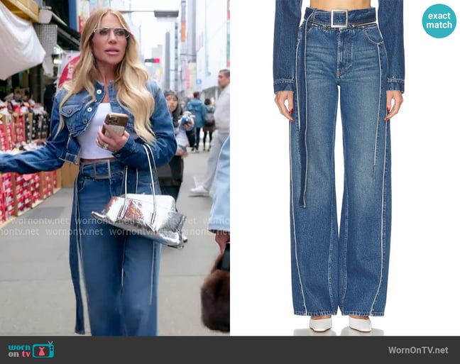 Jean Paul Gaultier Zip Belt Selvege Detail Wide Leg Jeans worn by Jennifer Pedranti on The Real Housewives of Orange County Jean Paul Gaultier Zip Belt Selvege Detail Wide Leg Jeans worn by Jennifer Pedranti on The Real Housewives of Orange County