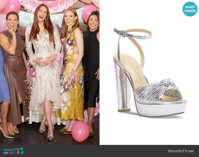 Jessica Simpson Immie Platform Dress Sandals in Silver Metallic worn by Sally Spectra (Courtney Hope) on The Young and the Restless Jessica Simpson Immie Platform Dress Sandals in Silver Metallic worn by Sally Spectra (Courtney Hope) on The Young and the Restless