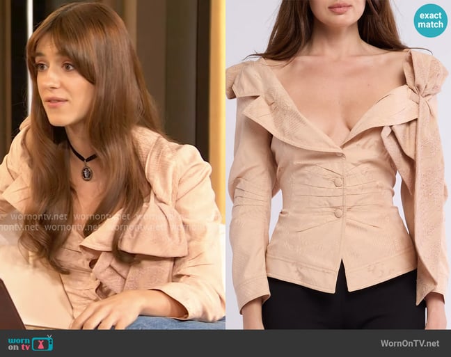 John Galliano SS 2006 Bow Embellished Jacket worn by Daisy Edgar-Jones on The Drew Barrymore Show John Galliano SS 2006 Bow Embellished Jacket worn by Daisy Edgar-Jones on The Drew Barrymore Show