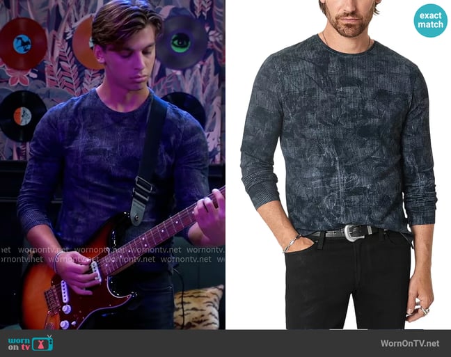 John Varvatos Parson Printed Shirt in Navy worn by Gio Palmieri (Giovanni Mazza) on General Hospital John Varvatos Parson Printed Shirt in Navy worn by Gio Palmieri (Giovanni Mazza) on General Hospital