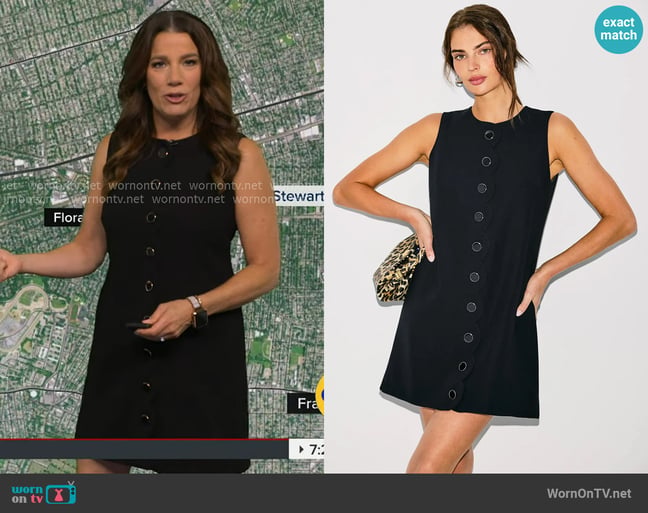 Kate Spade Scallop Shift Dress With Buttons worn by Heather O’Rourke on Good Morning America