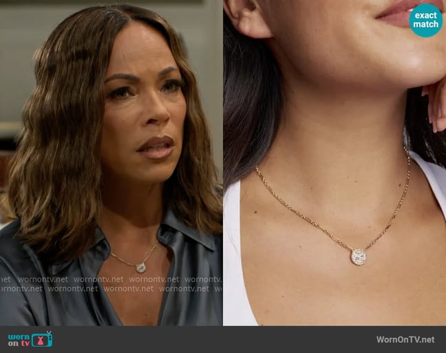 Kendra Scott Bella Gold Short Pendant Necklace worn by Nicole Dupree Richardson (Daphnee Duplaix) on Beyond the Gates Kendra Scott Bella Gold Short Pendant Necklace worn by Nicole Dupree Richardson (Daphnee Duplaix) on Beyond the Gates