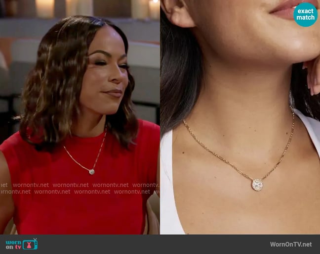 Kendra Scott Bella Gold Short Pendant Necklace worn by Nicole Dupree Richardson (Daphnee Duplaix) on Beyond the Gates Kendra Scott Bella Gold Short Pendant Necklace worn by Nicole Dupree Richardson (Daphnee Duplaix) on Beyond the Gates