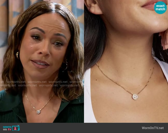 Kendra Scott Bella Gold Short Pendant Necklace worn by Nicole Dupree Richardson (Daphnee Duplaix) on Beyond the Gates Kendra Scott Bella Gold Short Pendant Necklace worn by Nicole Dupree Richardson (Daphnee Duplaix) on Beyond the Gates