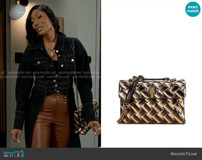 Kurt Geiger Quilted Ombre Leather Kensington Crossbody Shoulder Bag worn by Dana 'Leslie' Thomas (Trisha Mann-Grant) on Beyond the Gates Kurt Geiger Quilted Ombre Leather Kensington Crossbody Shoulder Bag worn by Dana 'Leslie' Thomas (Trisha Mann-Grant) on Beyond the Gates