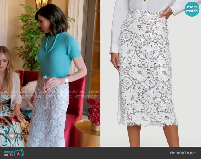 L'Agence Makena Sequin Pencil Skirt worn by Heather Dubrow on The Real Housewives of Orange County