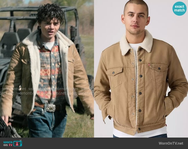 Levis Type III Sherpa Trucker Jacket worn by Tate Dutton (Brecken Merrill) on Marshals Levis Type III Sherpa Trucker Jacket worn by Tate Dutton (Brecken Merrill) on Marshals