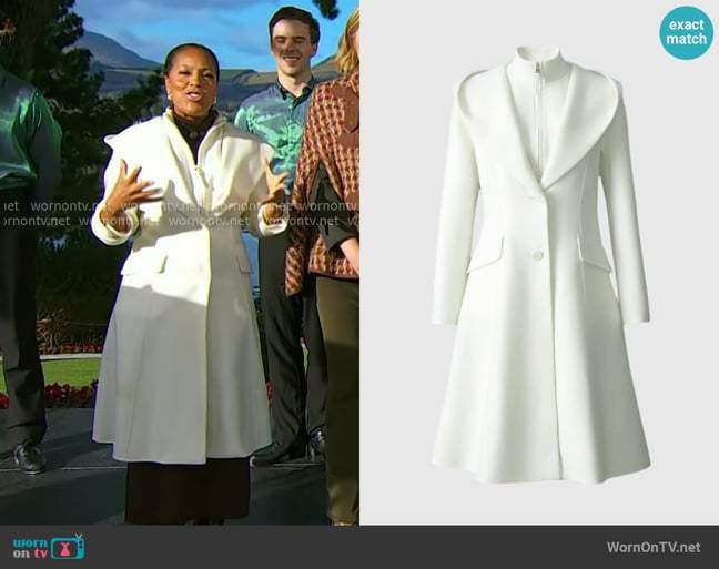 Mackage Hooded Coat with Removable Bib in Cream worn by Sheinelle Jones on Today