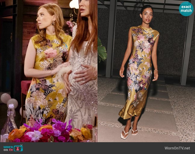 Maeve at Anthropologie Charlette Mock Neck Midi Slip Dress in Yellow Pattern worn by Coco Spectra (Ashley Campbell) on The Young and the Restless Maeve at Anthropologie Charlette Mock Neck Midi Slip Dress in Yellow Pattern worn by Coco Spectra (Ashley Campbell) on The Young and the Restless