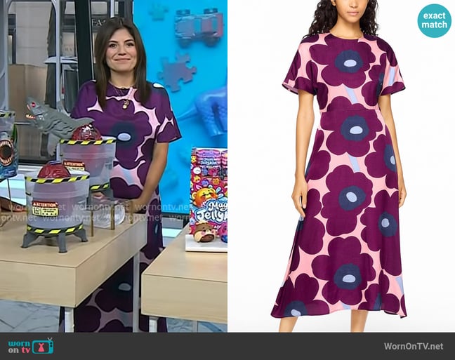 Marimekko Helea Unikko midi dress worn by Adrianna Barrionuevo Brach on Today Marimekko Helea Unikko midi dress worn by Adrianna Barrionuevo Brach on Today