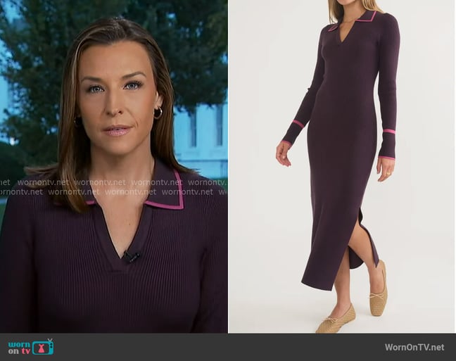 Marine Layer Contrast Trim Long Sleeve Polo Sweater Dress worn by Mary Bruce on Good Morning America Marine Layer Contrast Trim Long Sleeve Polo Sweater Dress worn by Mary Bruce on Good Morning America