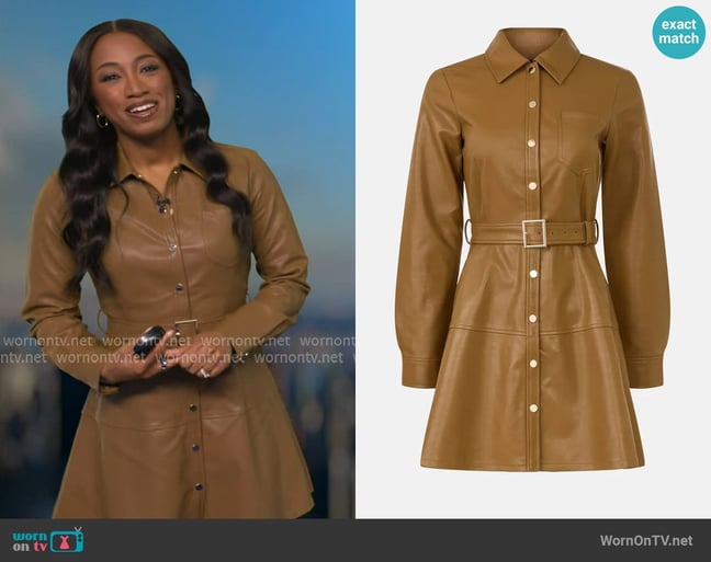 Marissa Webb x RTR Brown Belted Dress worn by Brittany Bell on Good Morning America