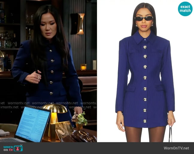 Maude Club Kenny Dress worn by Caroline Lee (Ellie Wang) on Beyond the Gates