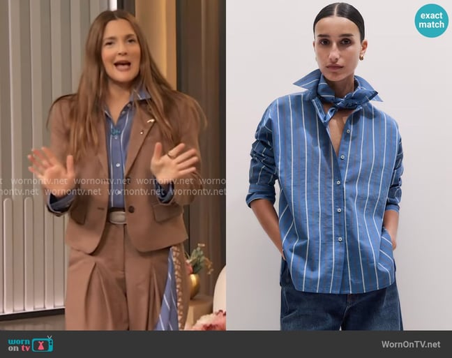 Me + Em 2-in-1 Shirt worn by Drew Barrymore on The Drew Barrymore Show Me + Em 2-in-1 Shirt worn by Drew Barrymore on The Drew Barrymore Show