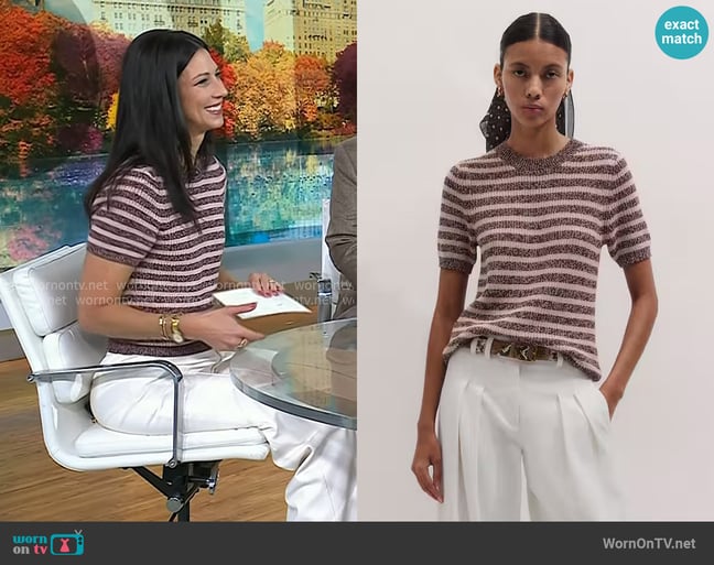 Me + Em Straight Knit Tee in Cinnamon Multi worn by Dr. Natalie Azar on Today Me + Em Straight Knit Tee in Cinnamon Multi worn by Dr. Natalie Azar on Today