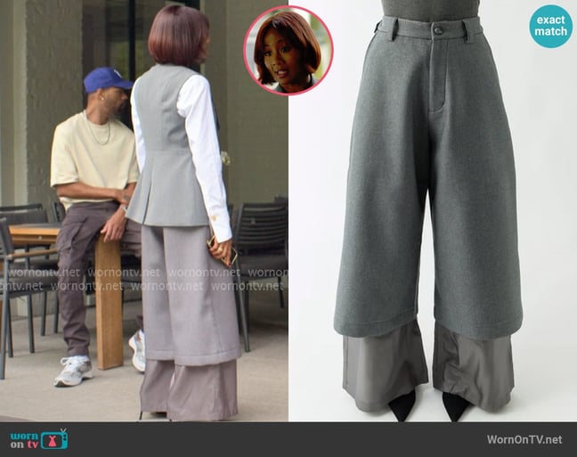 Melitta Baumeister Layered Suit Pants in Bonded Wooly Twill worn by Jax Stewart (Emayatzy Corinealdi) on Reasonable Doubt Melitta Baumeister Layered Suit Pants in Bonded Wooly Twill worn by Jax Stewart (Emayatzy Corinealdi) on Reasonable Doubt