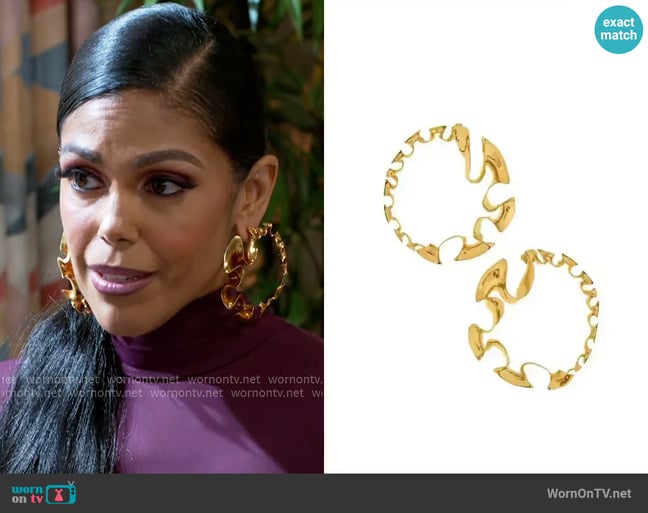 Misho Winter Flower Hoops worn by Dani Dupree (Karla Mosley) on Beyond the Gates Misho Winter Flower Hoops worn by Dani Dupree (Karla Mosley) on Beyond the Gates