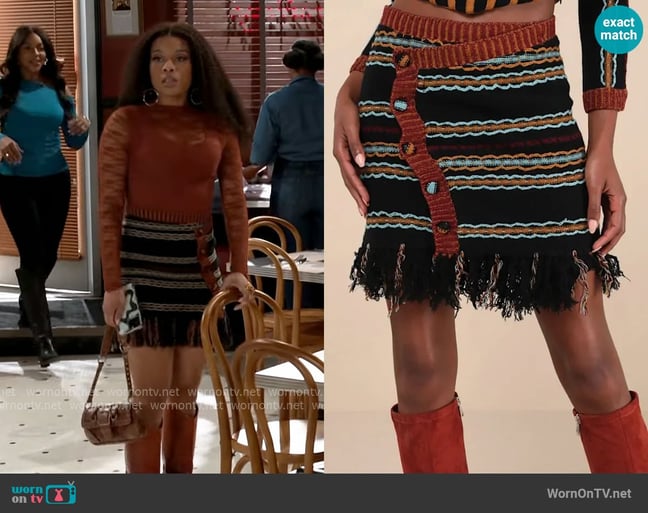 Mutma Shada Knitted Skirt worn by Eva Thomas (Ambyr Michelle) on Beyond the Gates Mutma Shada Knitted Skirt worn by Eva Thomas (Ambyr Michelle) on Beyond the Gates
