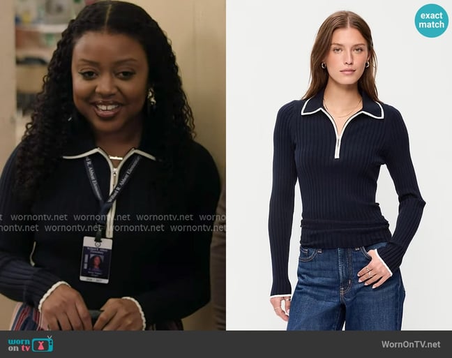 Old Navy Long Sleeve Half-Zip Top worn by Janine Teagues (Quinta Brunson) on Abbott Elementary Old Navy Long Sleeve Half-Zip Top worn by Janine Teagues (Quinta Brunson) on Abbott Elementary