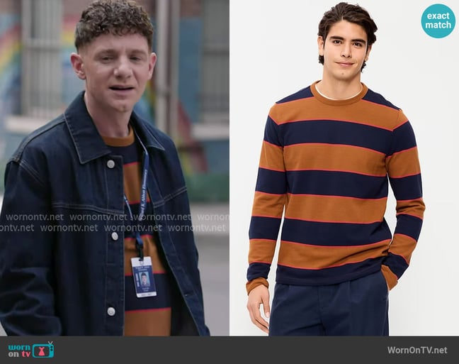 Old Navy Long-Sleeve Striped T-Shirt worn by Jacob Hill (Chris Perfetti) on Abbott Elementary Old Navy Long-Sleeve Striped T-Shirt worn by Jacob Hill (Chris Perfetti) on Abbott Elementary
