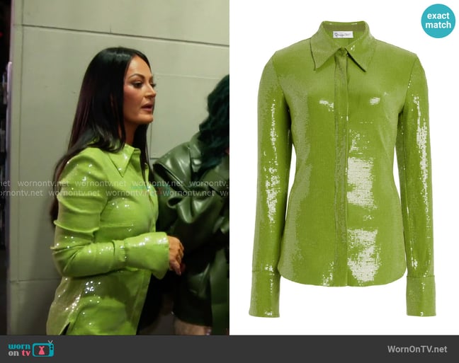 Oscar de la Renta Sequined Jersey Shirt worn by Lisa Barlow on The Real Housewives of Salt Lake City Oscar de la Renta Sequined Jersey Shirt worn by Lisa Barlow on The Real Housewives of Salt Lake City