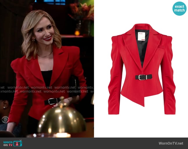PCFG Wool Blend Your Itch Fitted Blazer Jacket in Samba worn by Heather Armstrong (Ashley Jones) on Beyond the Gates PCFG Wool Blend Your Itch Fitted Blazer Jacket in Samba worn by Heather Armstrong (Ashley Jones) on Beyond the Gates