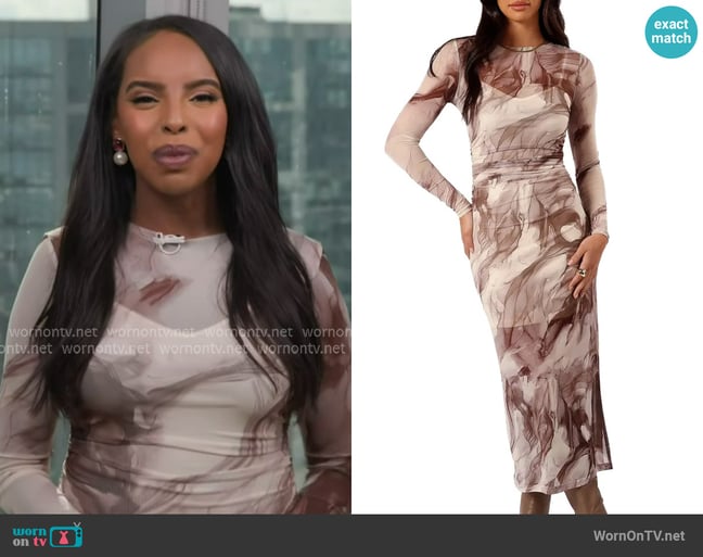 Petal & Pup Adrianna Long Sleeve Mesh Maxi Dress worn by Mona Kosar Abdi on Extra Petal & Pup Adrianna Long Sleeve Mesh Maxi Dress worn by Mona Kosar Abdi on Extra