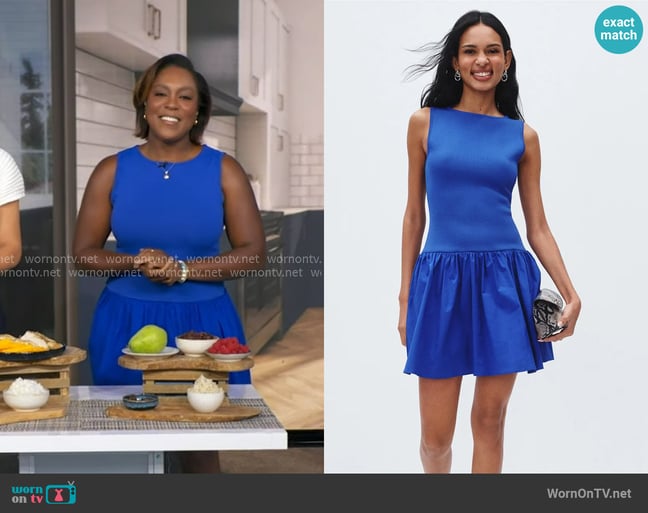Peter Som Ribbed Combo Mini Dress worn by Maya Feller on Good Morning America Peter Som Ribbed Combo Mini Dress worn by Maya Feller on Good Morning America