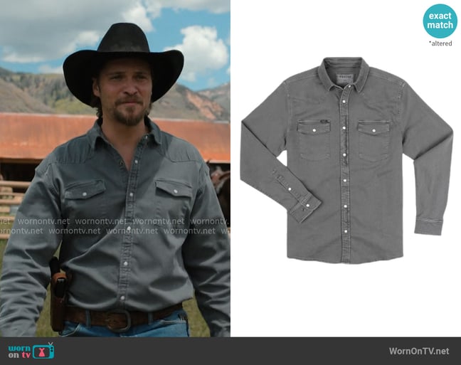Poncho The Falfurrias Shirt in Dark Grey worn by Kayce Dutton (Luke Grimes) on Marshals Poncho The Falfurrias Shirt in Dark Grey worn by Kayce Dutton (Luke Grimes) on Marshals