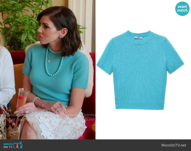 Prada Short-sleeve cashmere sweater worn by Heather Dubrow on The Real Housewives of Orange County Prada Short-sleeve cashmere sweater worn by Heather Dubrow on The Real Housewives of Orange County