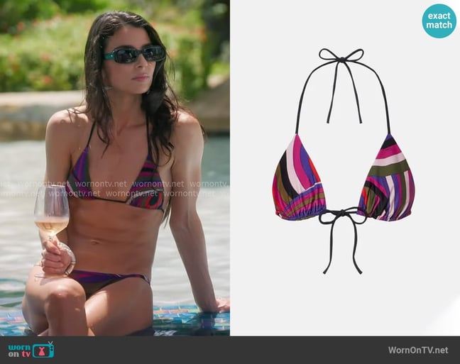 Pucci Iride Bikini Top worn by Erika Hammond on The Real Housewives of New York City Pucci Iride Bikini Top worn by Erika Hammond on The Real Housewives of New York City