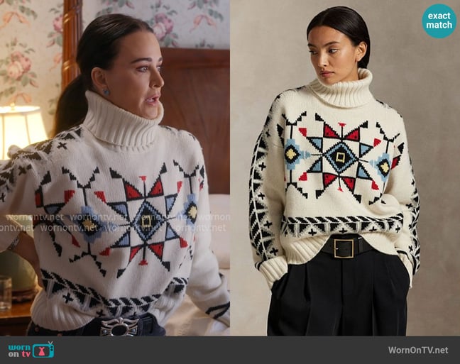 Ralph Lauren Cloud Paths Sweater worn by Kyle Richards on The Real Housewives Ultimate Girls Trip