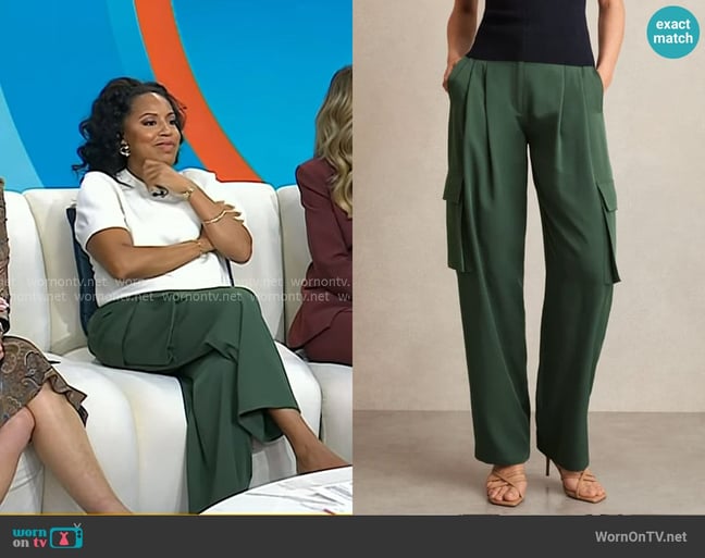 Reiss Orla Wide Leg Pleated Cargo Trousers worn by Sheinelle Jones on Today Reiss Orla Wide Leg Pleated Cargo Trousers worn by Sheinelle Jones on Today