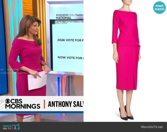 Roland Mouret Ardingly Dress worn by Norah O'Donnell on CBS Mornings